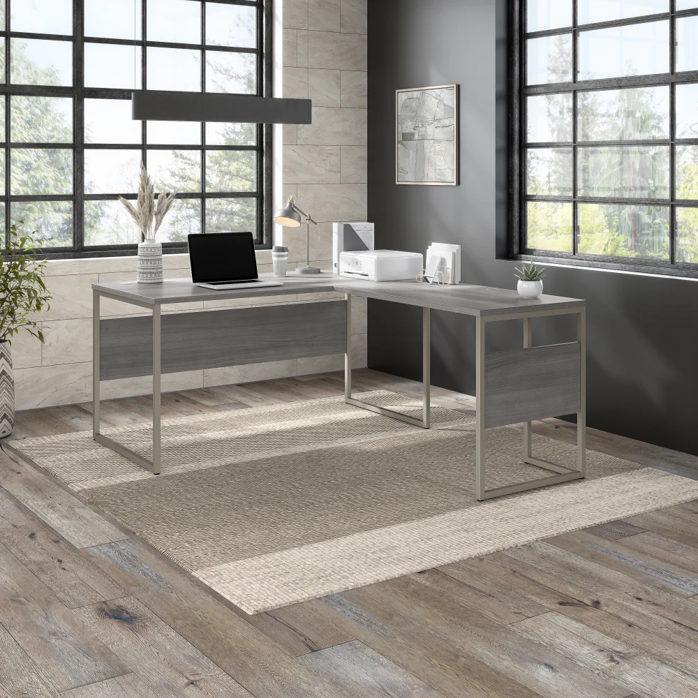 Hybrid 60W x 30D L Shaped Table Desk with Metal Legs - Image 26