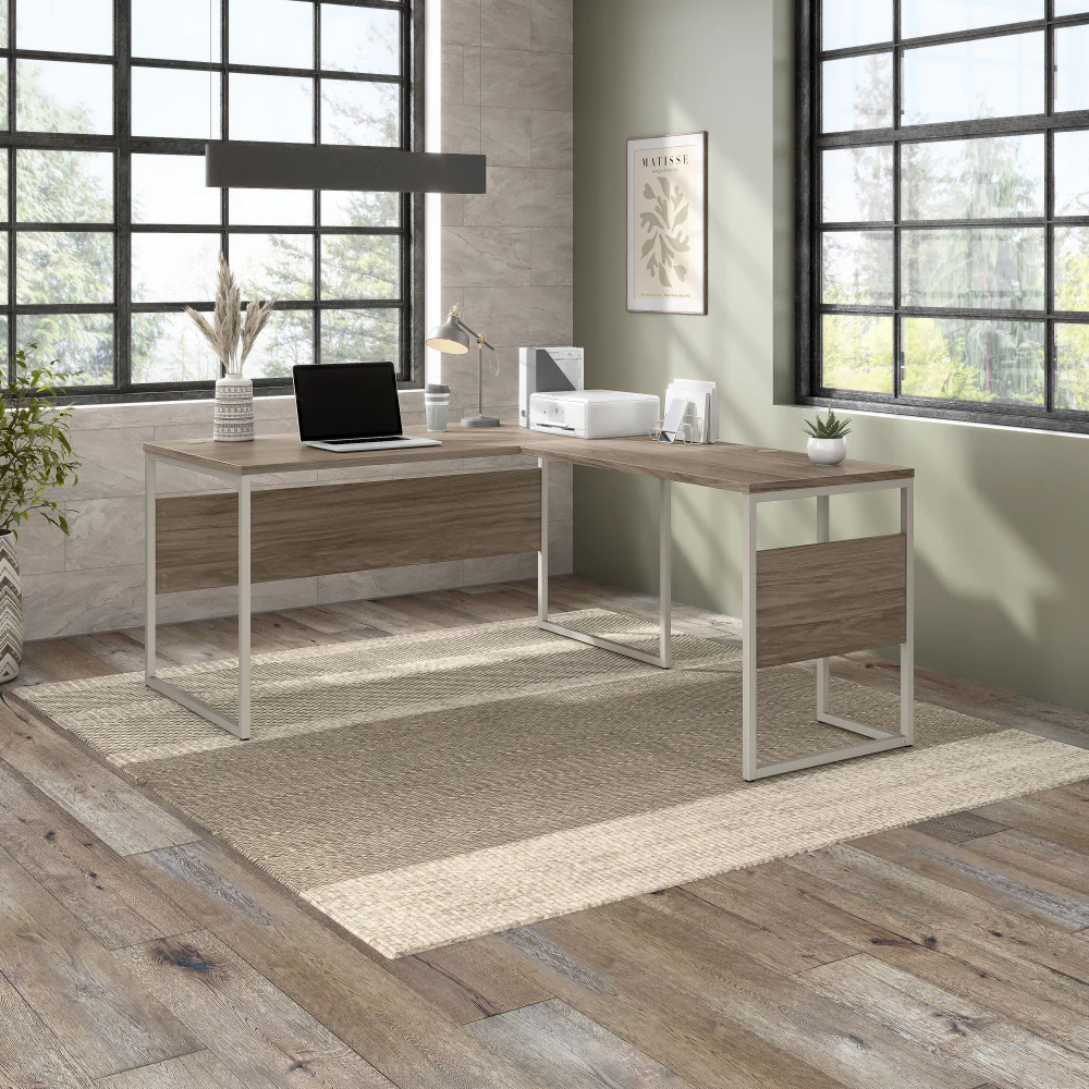 Hybrid 60W x 30D L Shaped Table Desk with Metal Legs - Image 9