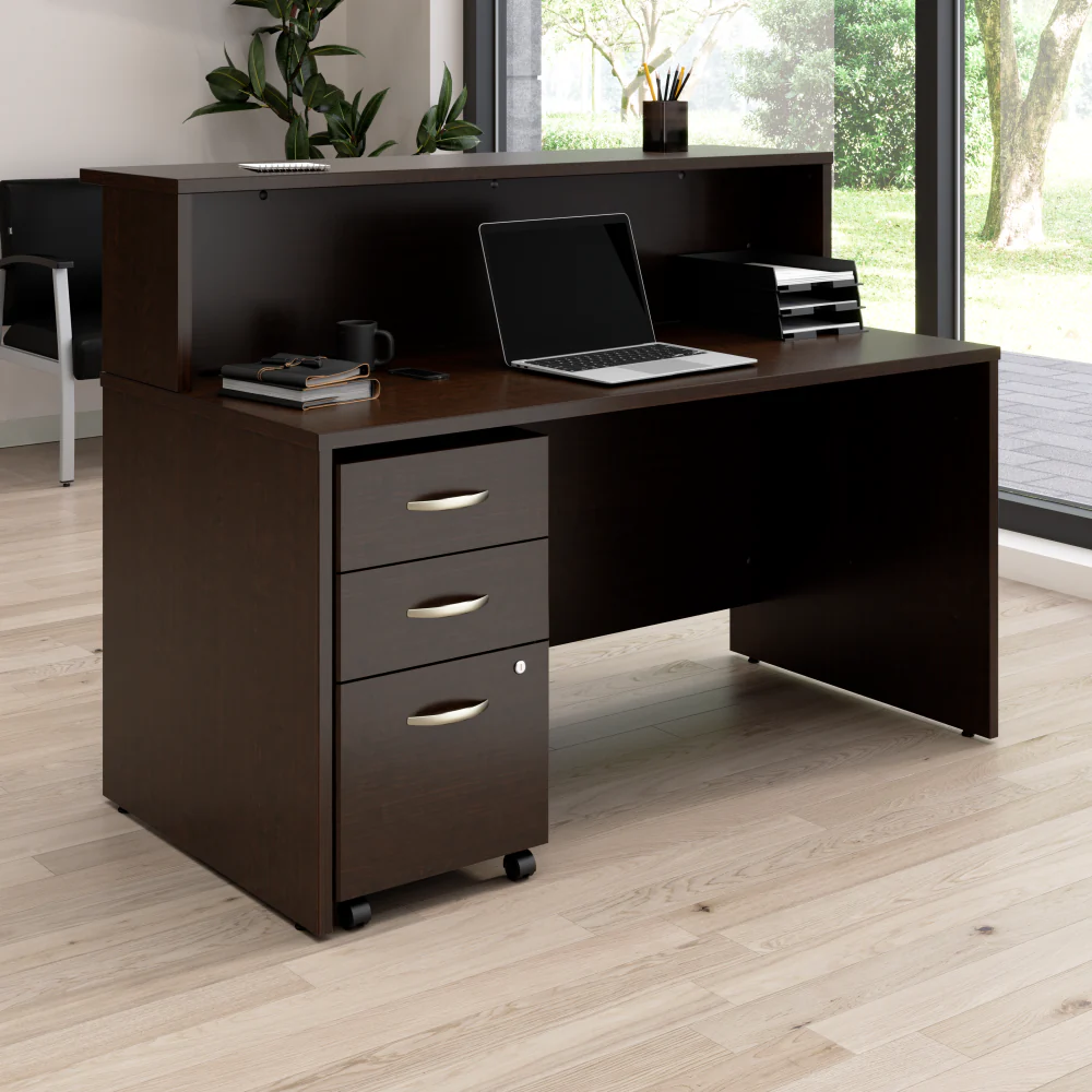 Arrive 60W x 30D Reception Desk with Shelf and Mobile File Cabinet - Image 18