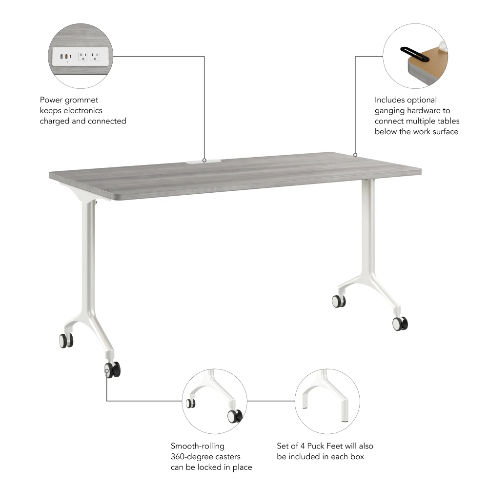 Synergy 60-inch Rectangle Modular Office Conference Table - Image 14