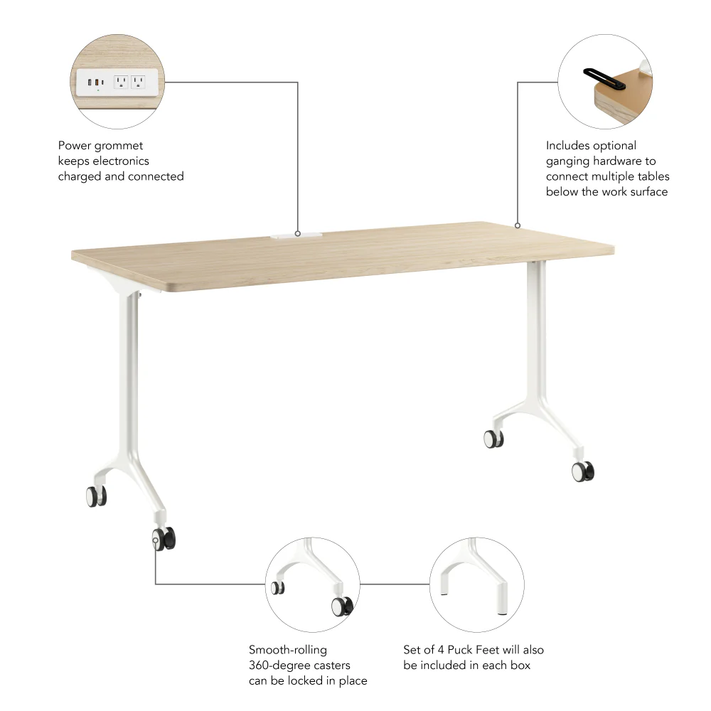 Synergy 60-inch Rectangle Modular Office Conference Table - Image 7