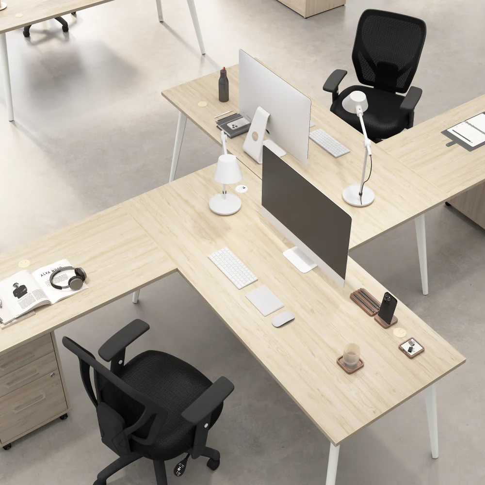 Vista 60W L Shaped Desk with Splayed Metal Legs and Low Storage Cabinet - Image 5