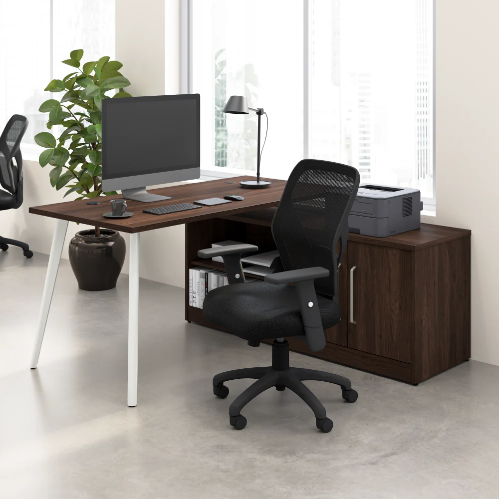Vista 60W L Shaped Desk with Splayed Metal Legs and Low Storage Cabinet - Image 8