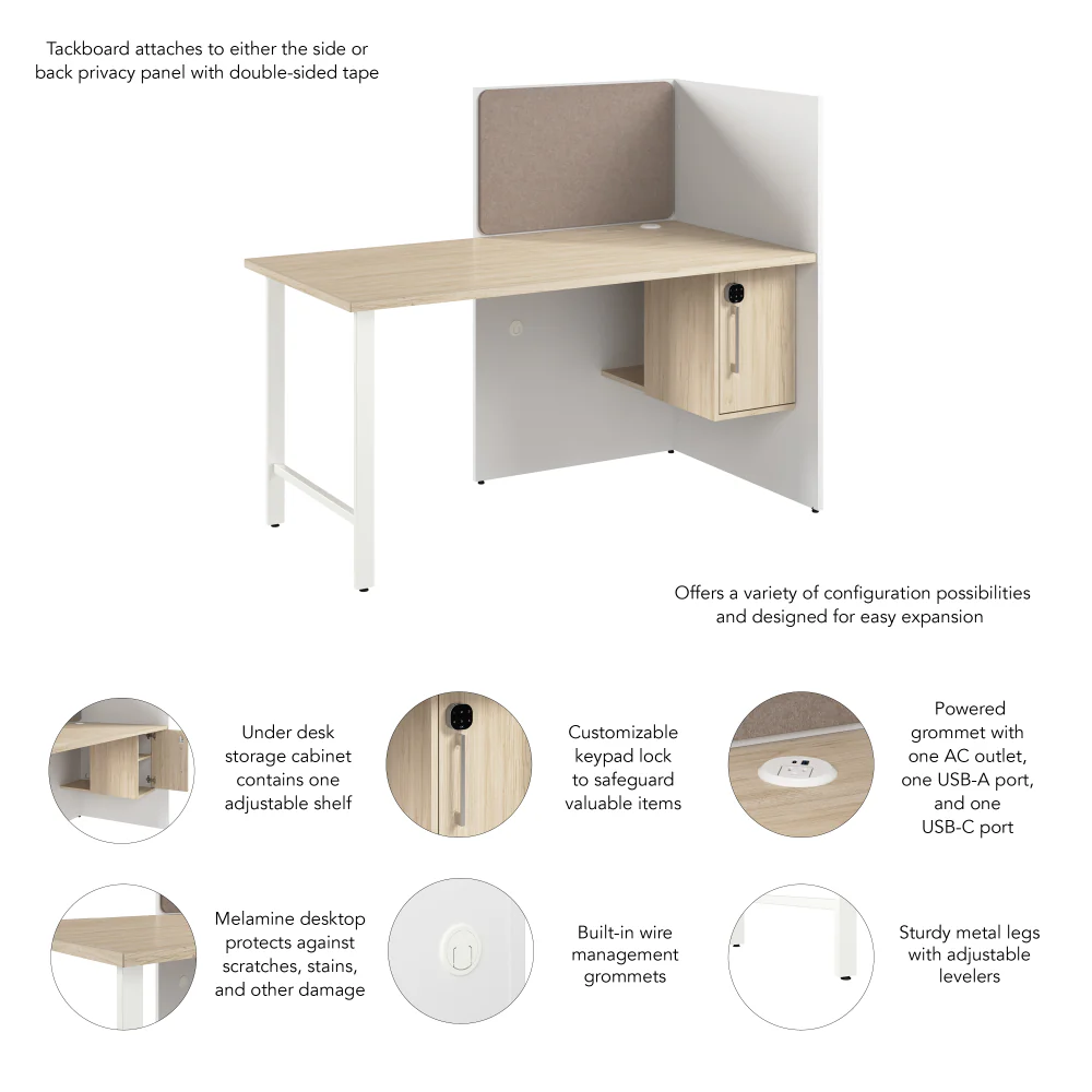 Hustle 60-inch Cubicle Desk for Office with Locking Storage Cabinet - Image 12