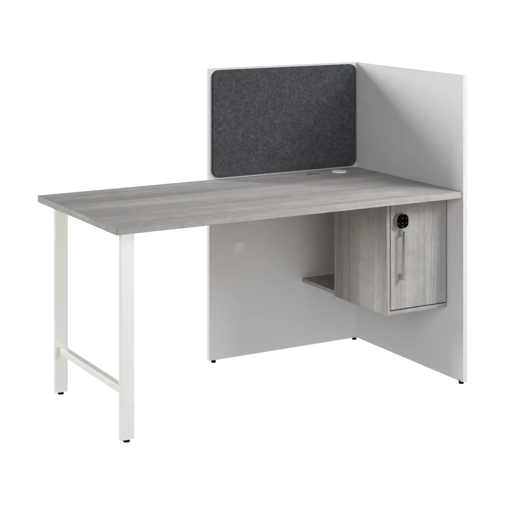 Hustle 60-inch Cubicle Desk for Office with Locking Storage Cabinet - Image 13