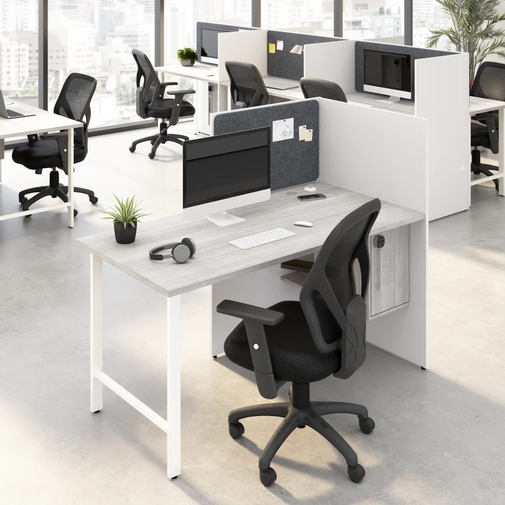 Hustle 60-inch Cubicle Desk for Office with Locking Storage Cabinet - Image 14