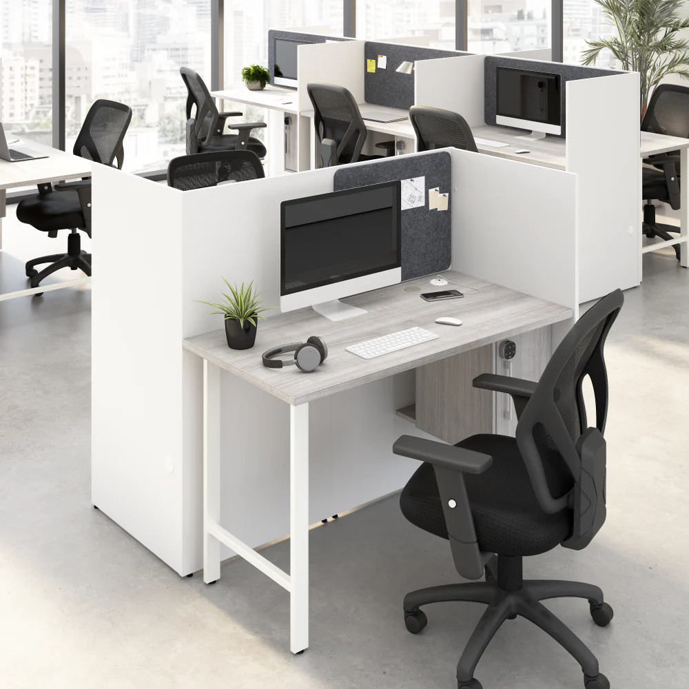 Hustle 60-inch Cubicle Desk for Office with Locking Storage Cabinet - Image 15