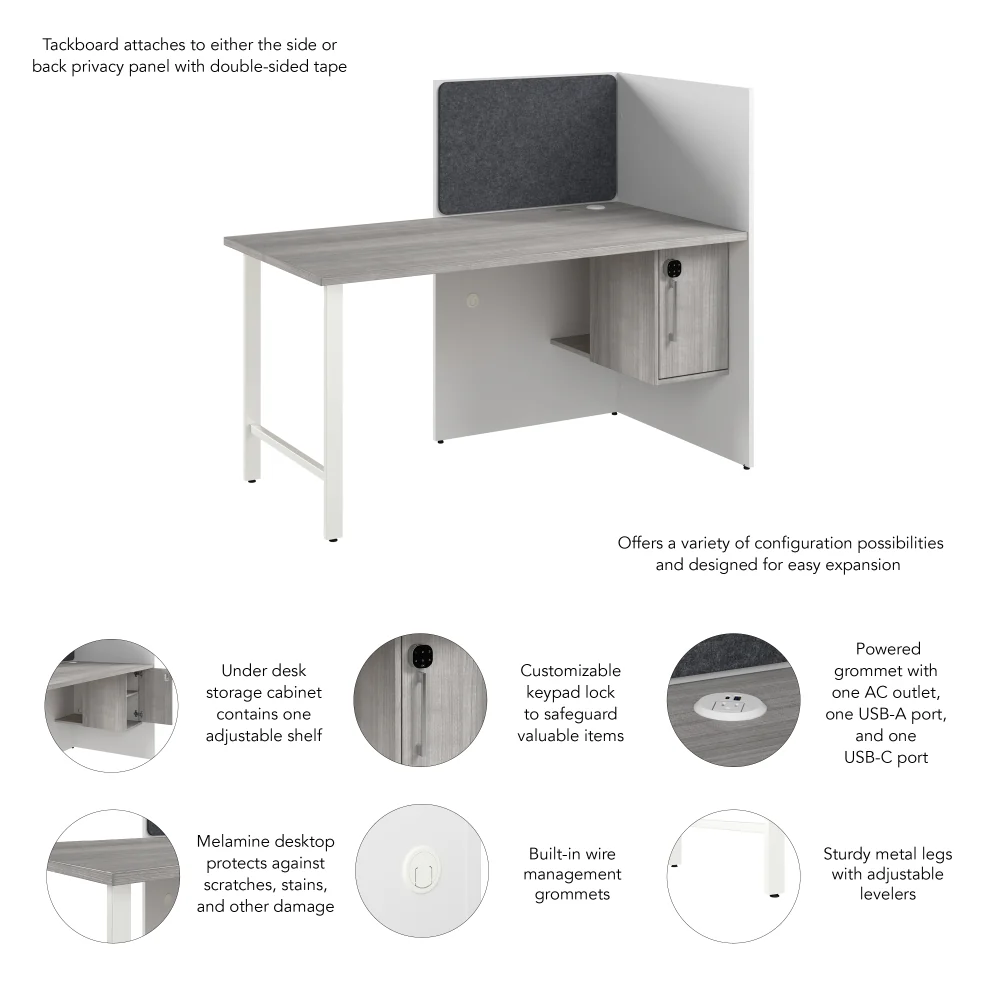 Hustle 60-inch Cubicle Desk for Office with Locking Storage Cabinet - Image 18