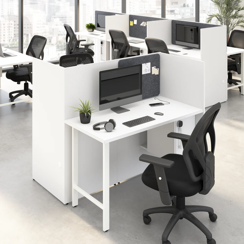 Hustle 60-inch Cubicle Desk for Office with Locking Storage Cabinet - Image 3