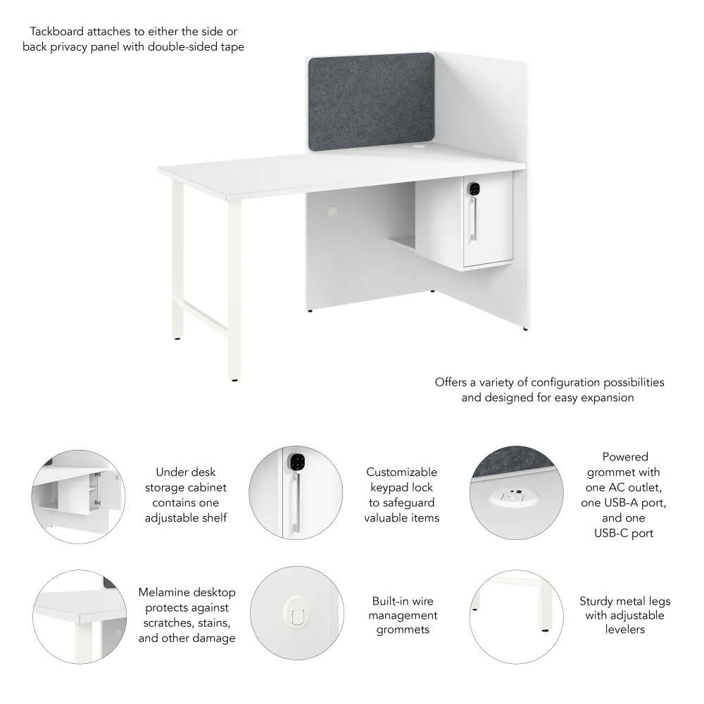 Hustle 60-inch Cubicle Desk for Office with Locking Storage Cabinet - Image 6