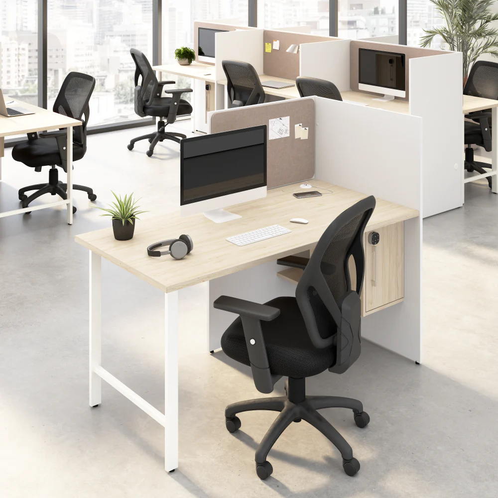 Hustle 60-inch Cubicle Desk for Office with Locking Storage Cabinet - Image 8
