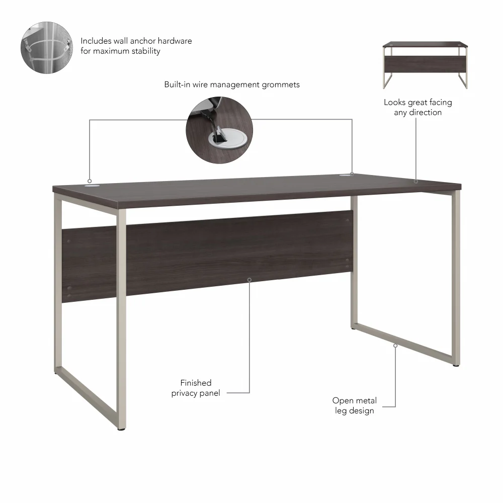 Hybrid 60W x 30D Computer Table Desk with Metal Legs - Image 8