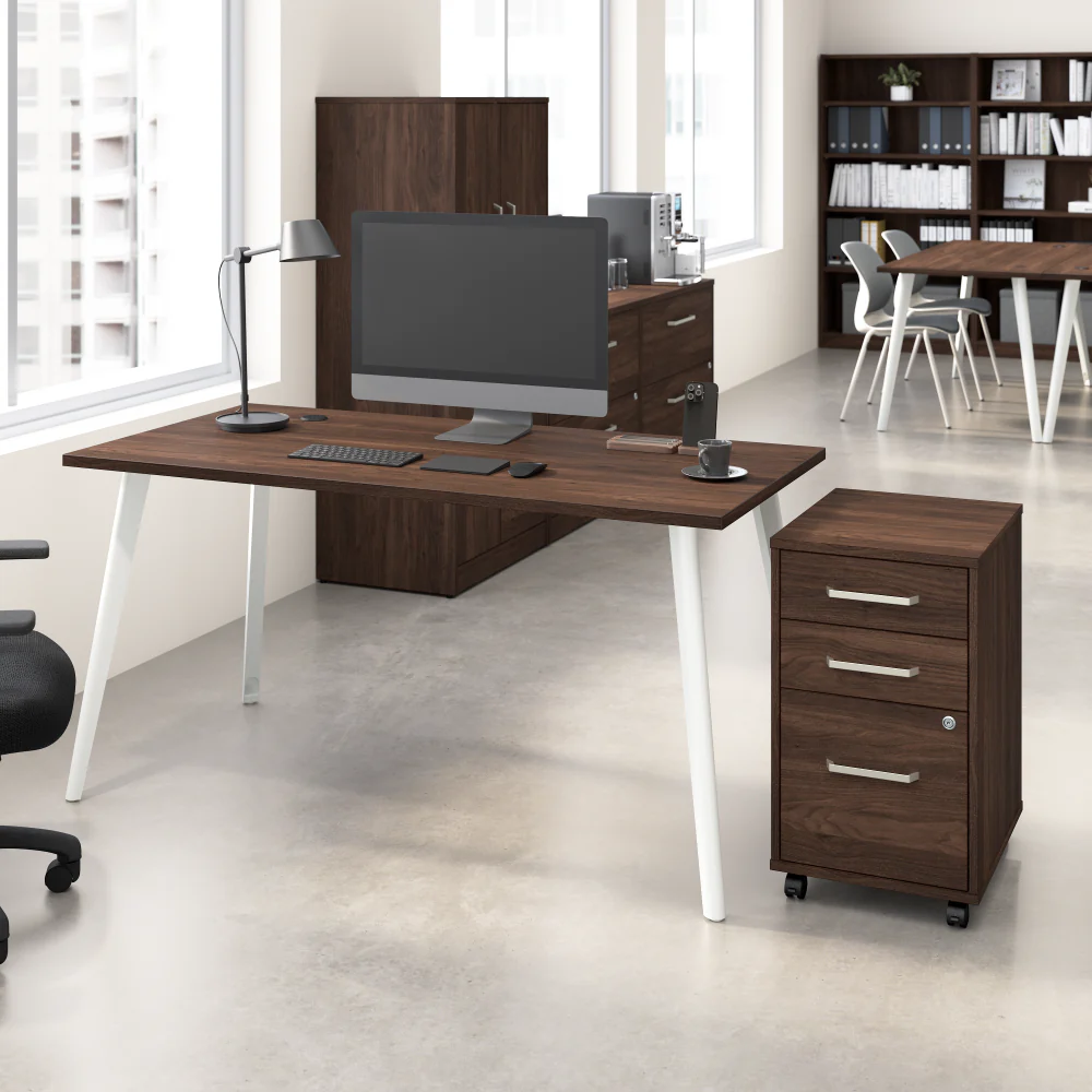 Vista 60W Desk with Splayed Metal Legs and 3 Drawer Mobile File Cabinet - Image 8