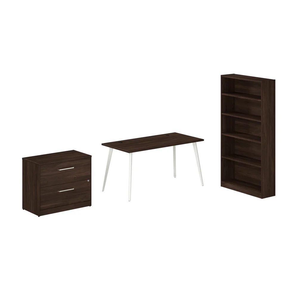 Vista 60W Desk with Splayed Metal Legs, Lateral File Cabinet, and Bookcase - Image 7