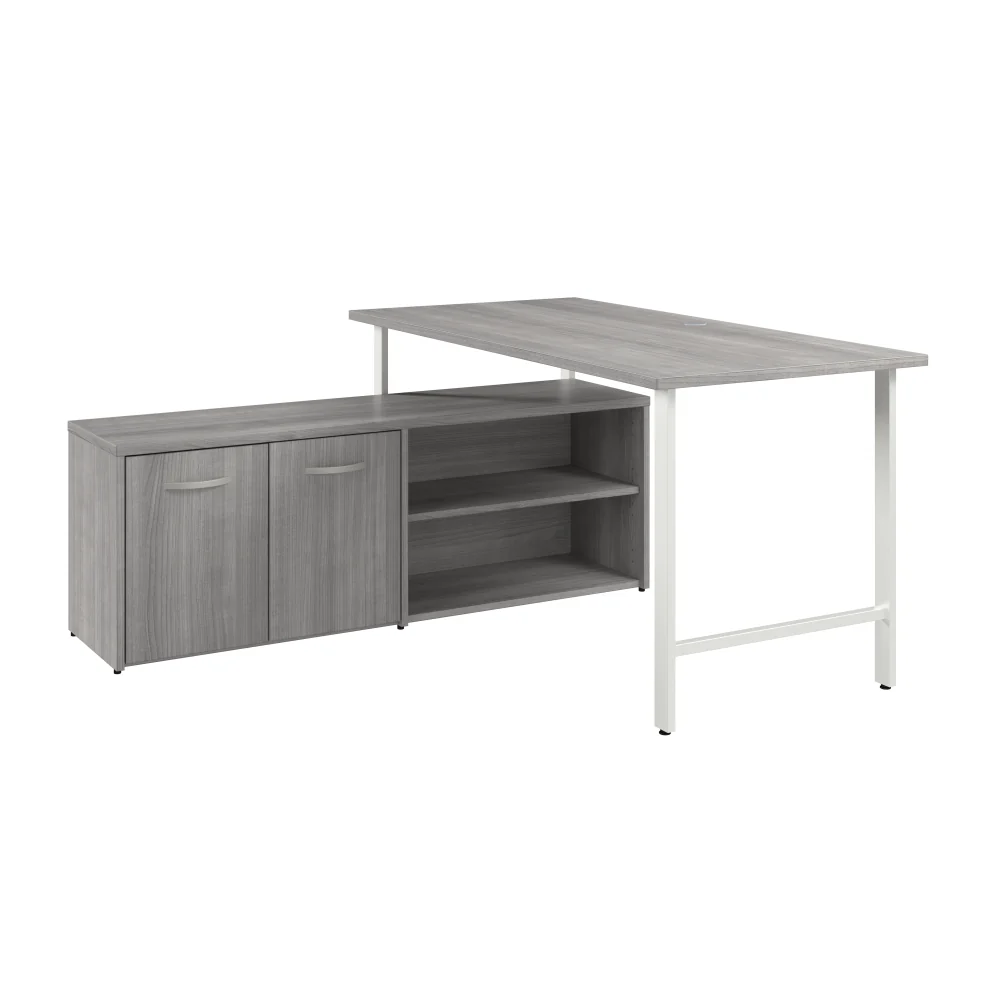 Hustle 60W x 30D Computer Desk and Low Storage Cabinet with Doors and Shelves - Image 9