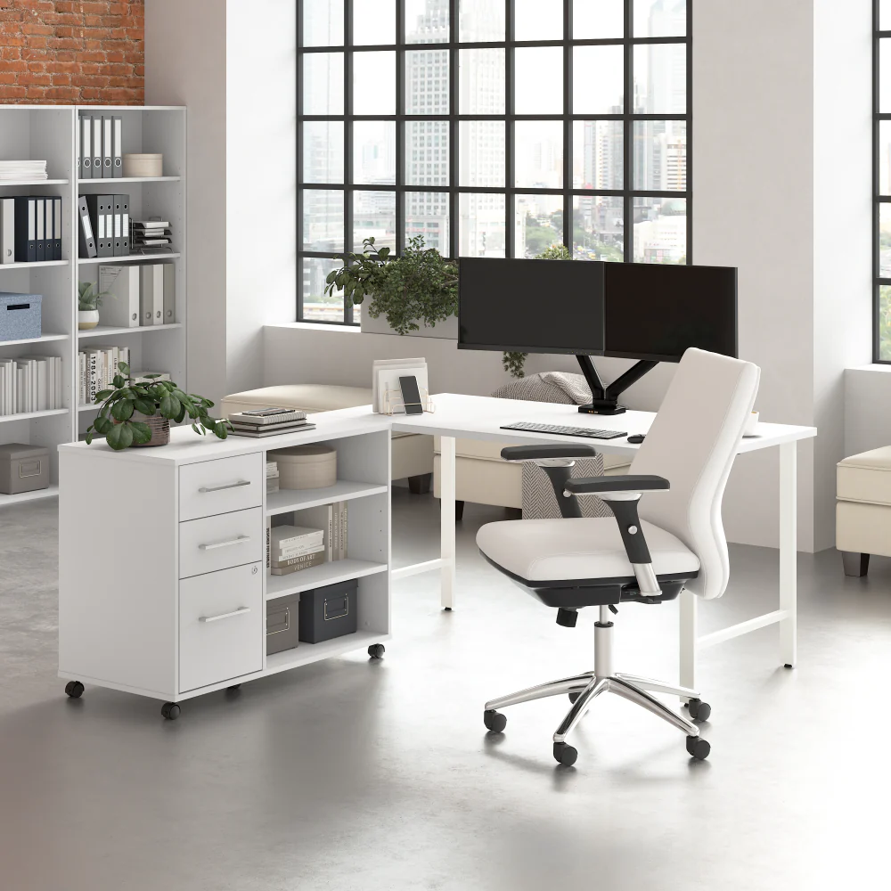 Hustle 60W x 30D Computer Desk and Storage Cabinet with Drawers and Shelves - Image 10