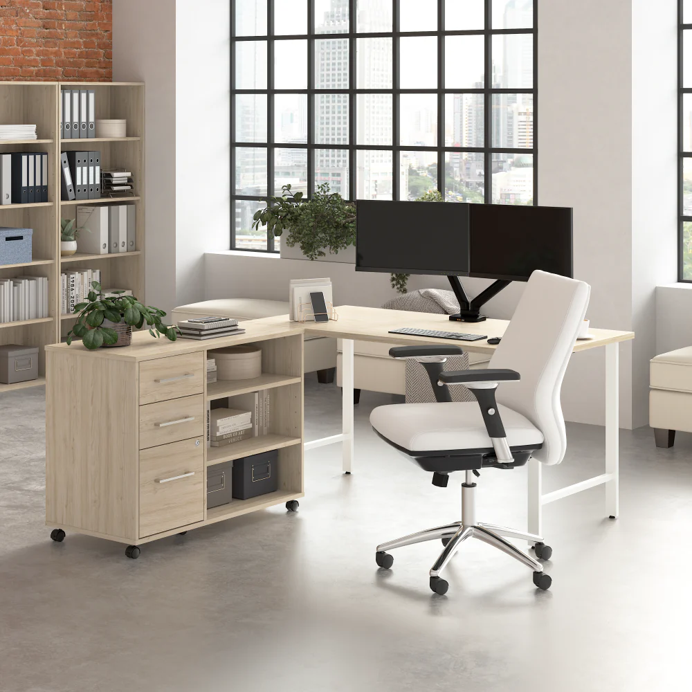 Hustle 60W x 30D Computer Desk and Storage Cabinet with Drawers and Shelves - Image 6