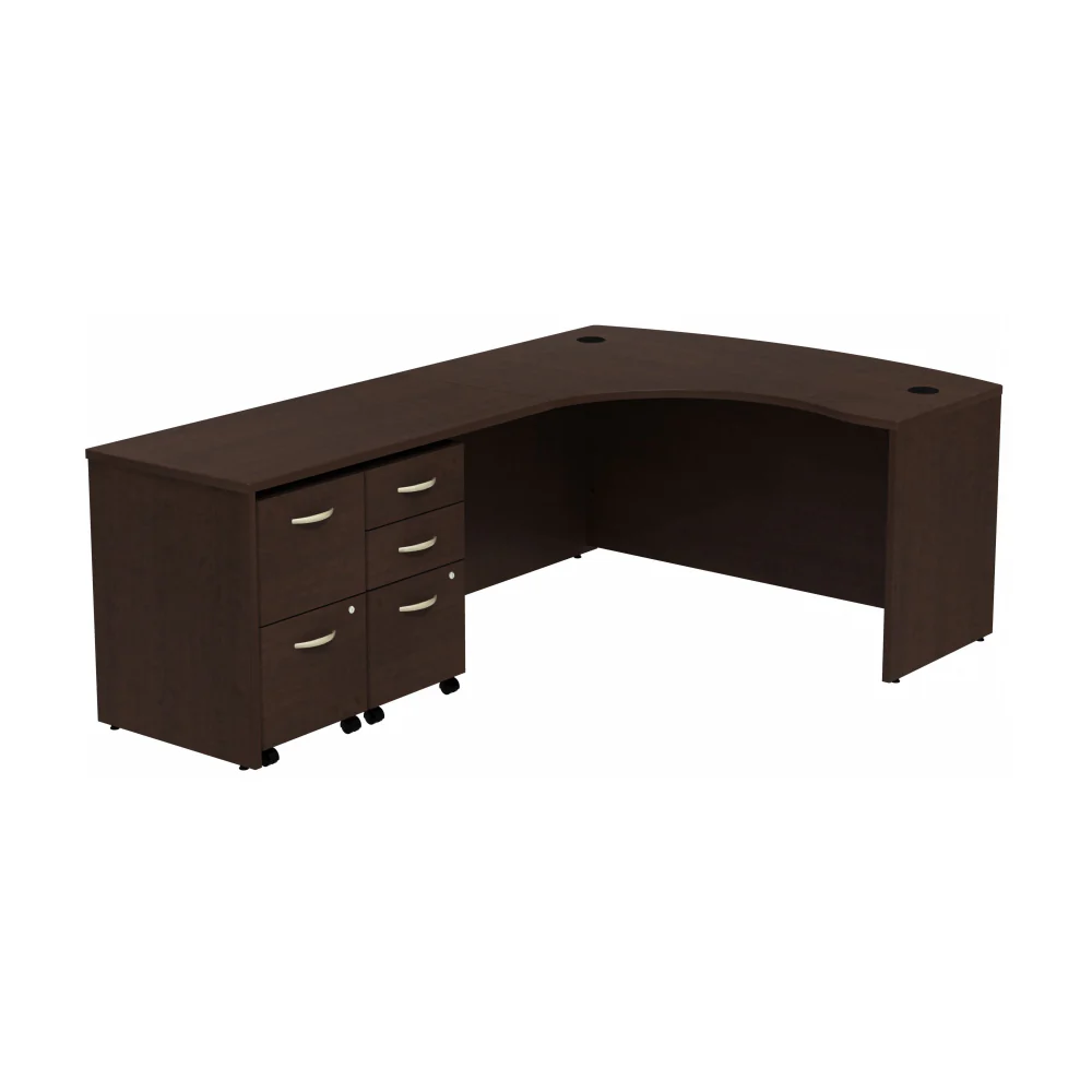 Series C Bow Front Left Handed L Shaped Desk with 2 Mobile Pedestals - Image 5