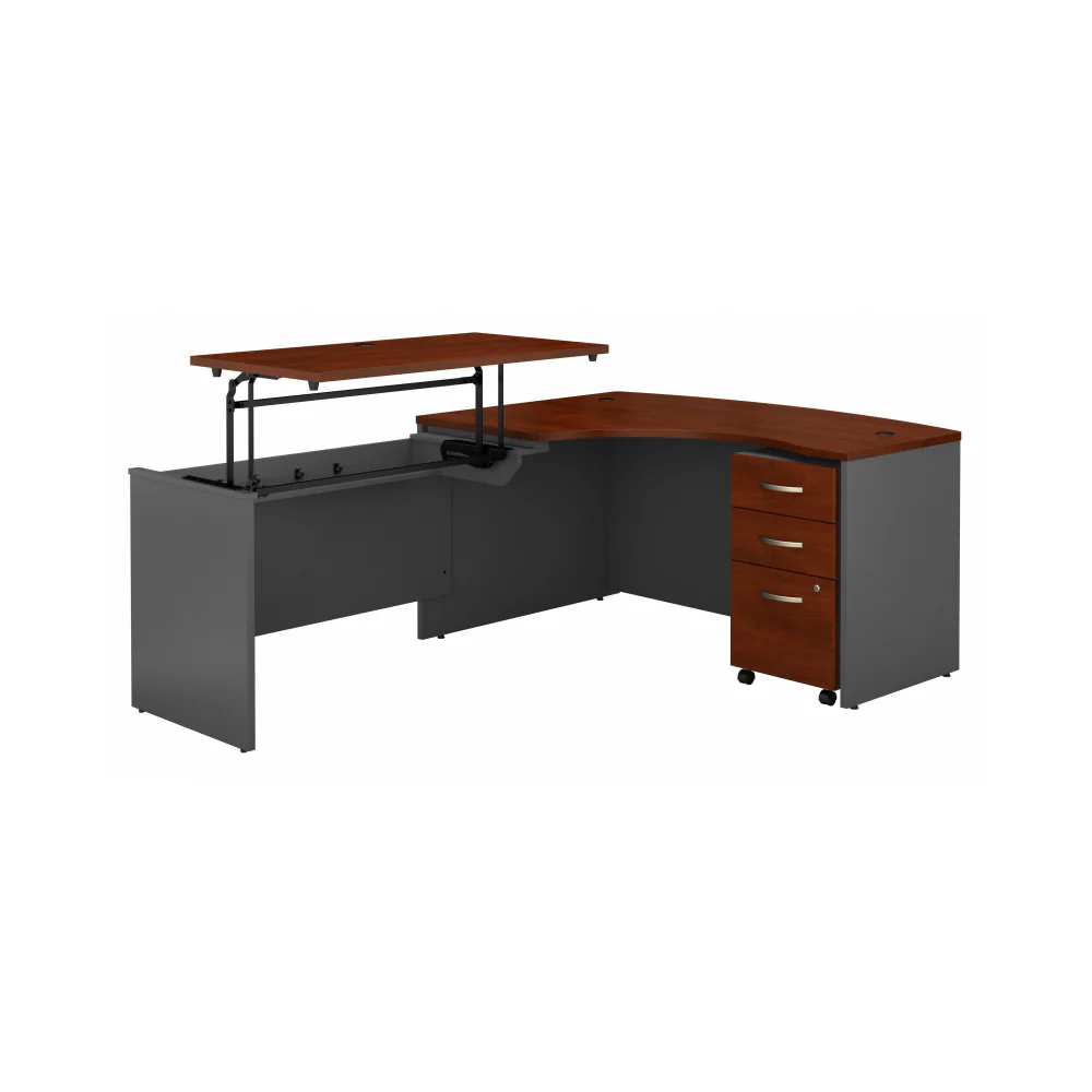 Series C 60W x 43D Left Hand 3 Position Sit to Stand L Shaped Desk with Mobile File Cabinet - Image 9