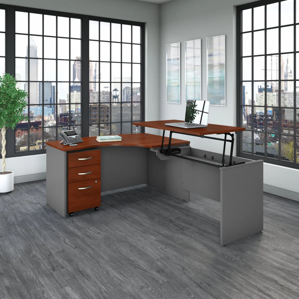 Series C 60W x 43D Right Hand 3 Position Sit to Stand L Shaped Desk with Mobile File Cabinet - Image 10