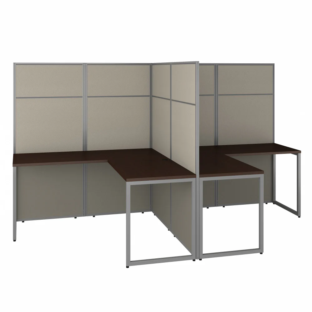 Easy Office 60W 2 Person L Shaped Cubicle Desk Workstation with 66H Panels - Image 12