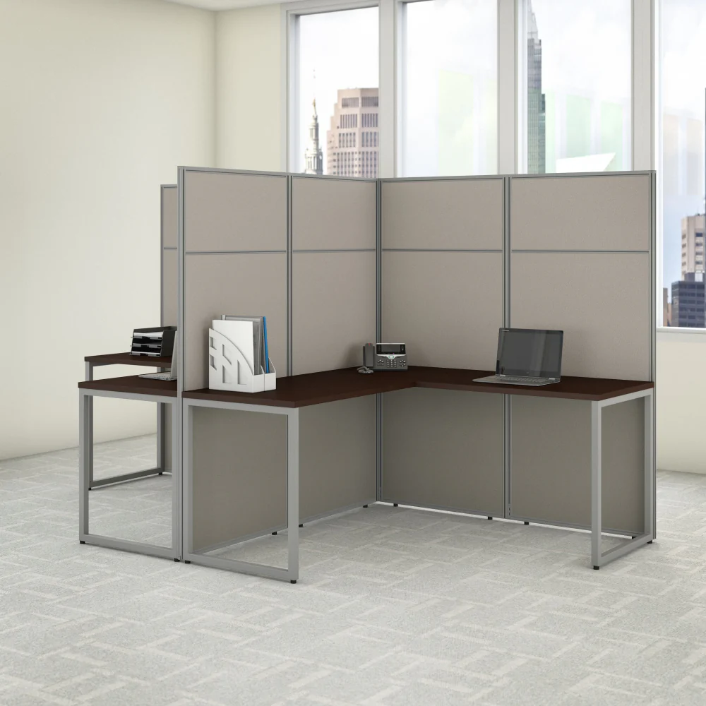 Easy Office 60W 2 Person L Shaped Cubicle Desk Workstation with 66H Panels - Image 13