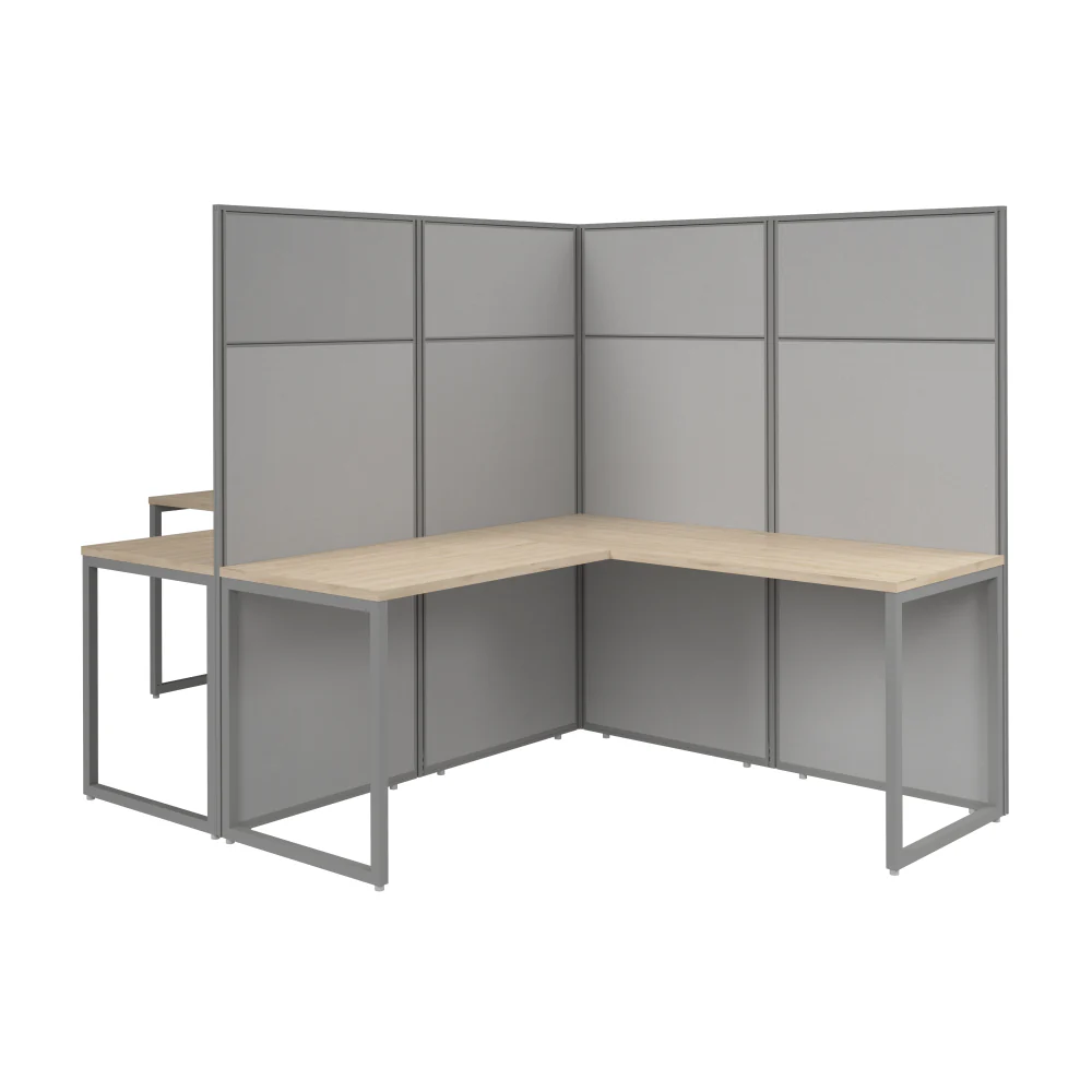 Easy Office 60W 2 Person L Shaped Cubicle Desk Workstation with 66H Panels - Image 6