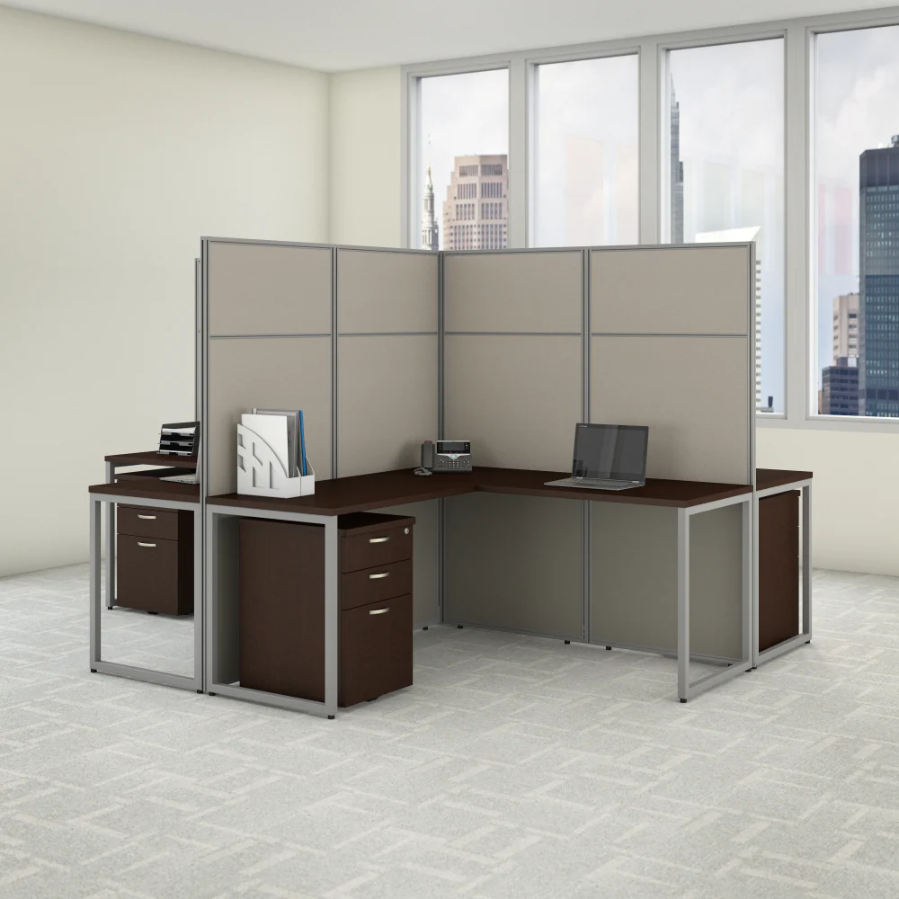 Easy Office 60-inch 2 Person L Shaped Cubicle Desk with Drawers and Tall Panels - Image 10