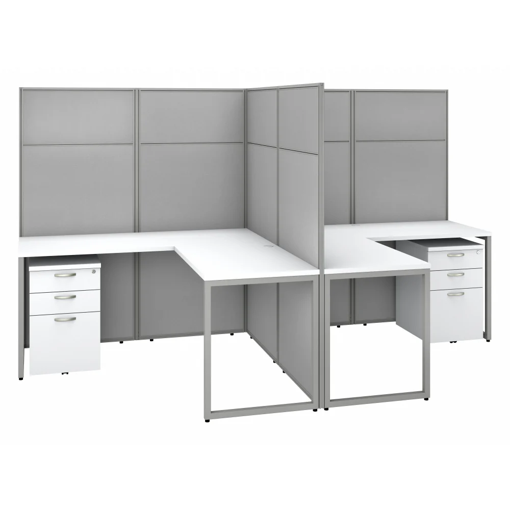 Easy Office 60-inch 2 Person L Shaped Cubicle Desk with Drawers and Tall Panels - Image 14