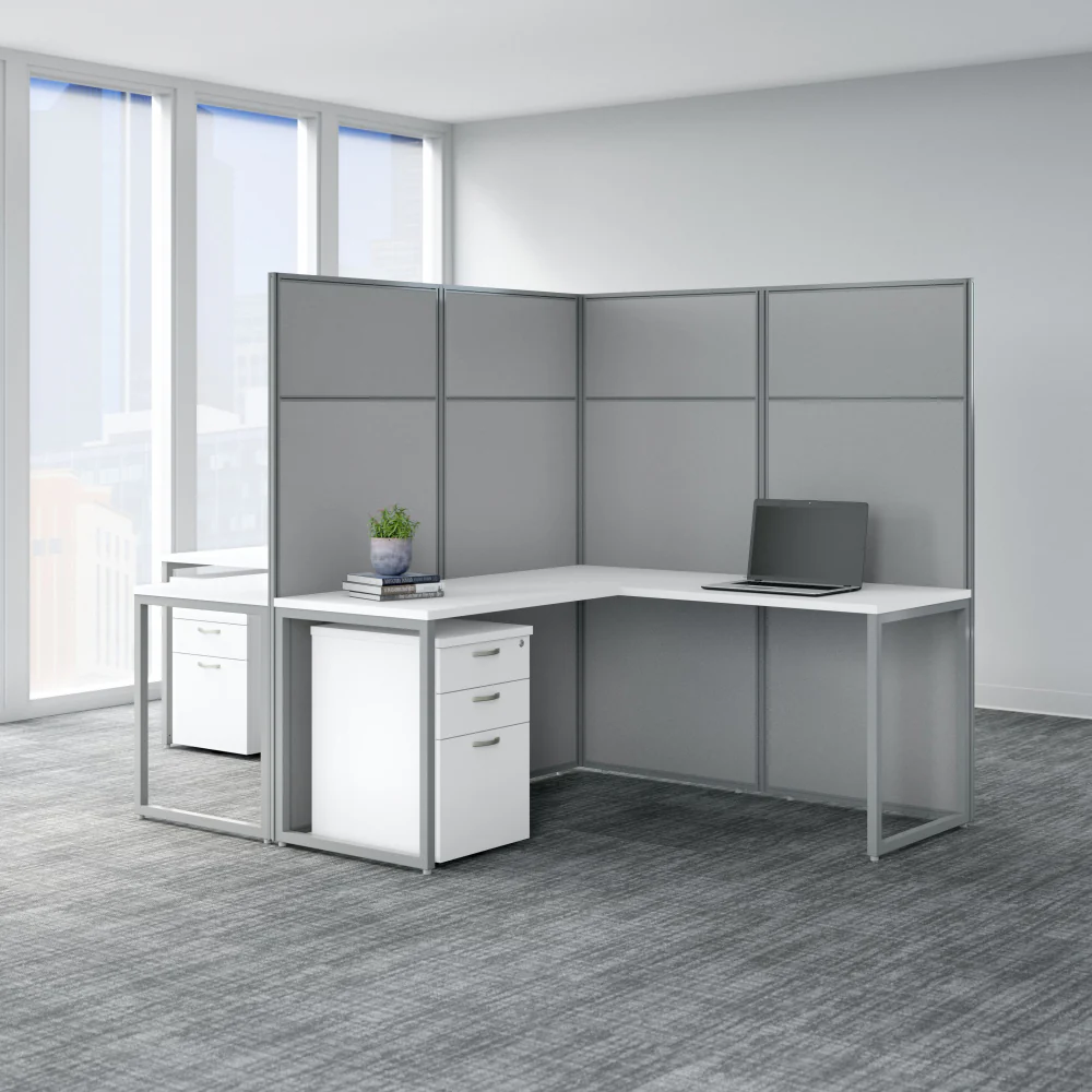 Easy Office 60-inch 2 Person L Shaped Cubicle Desk with Drawers and Tall Panels - Image 15