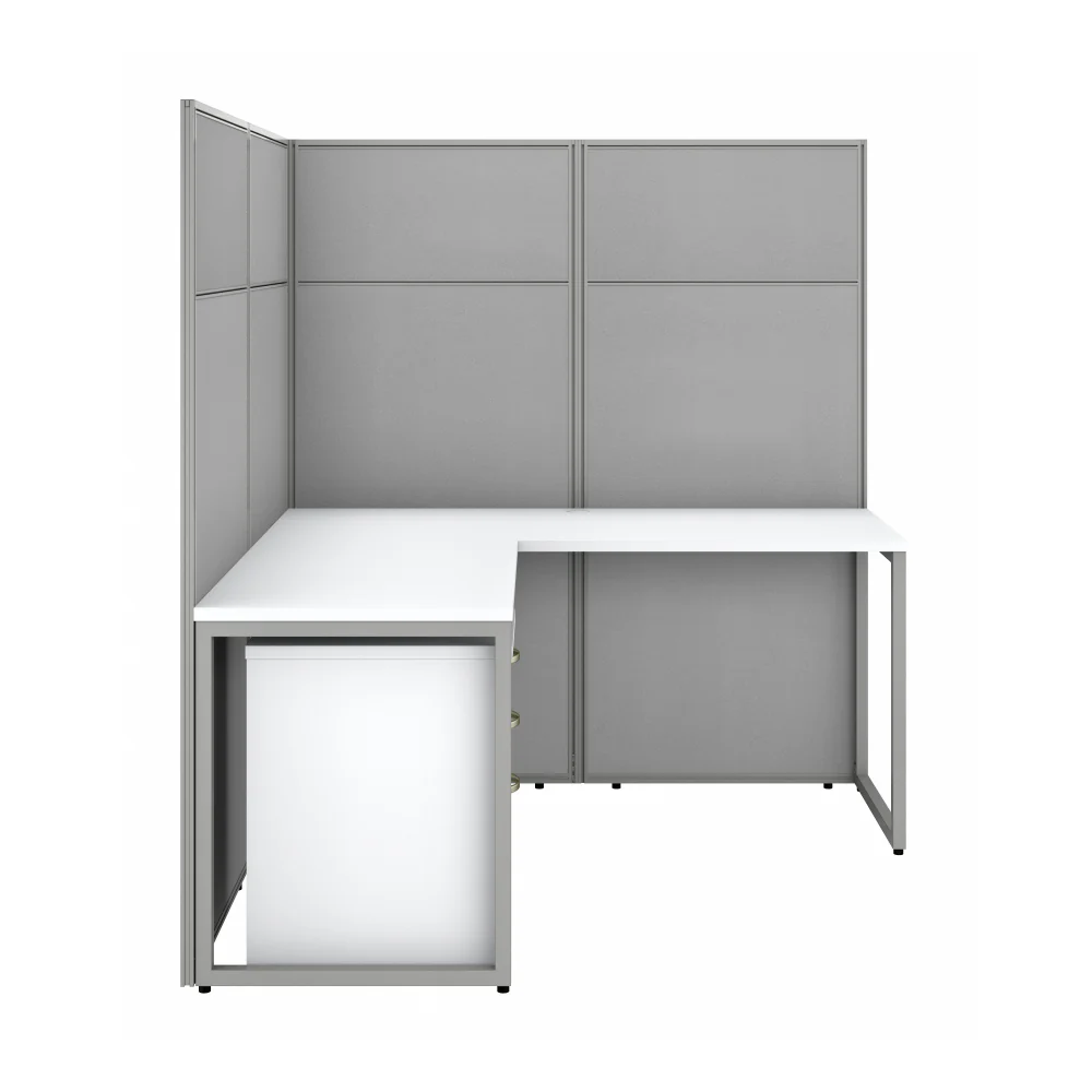 Easy Office 60-inch 2 Person L Shaped Cubicle Desk with Drawers and Tall Panels - Image 16