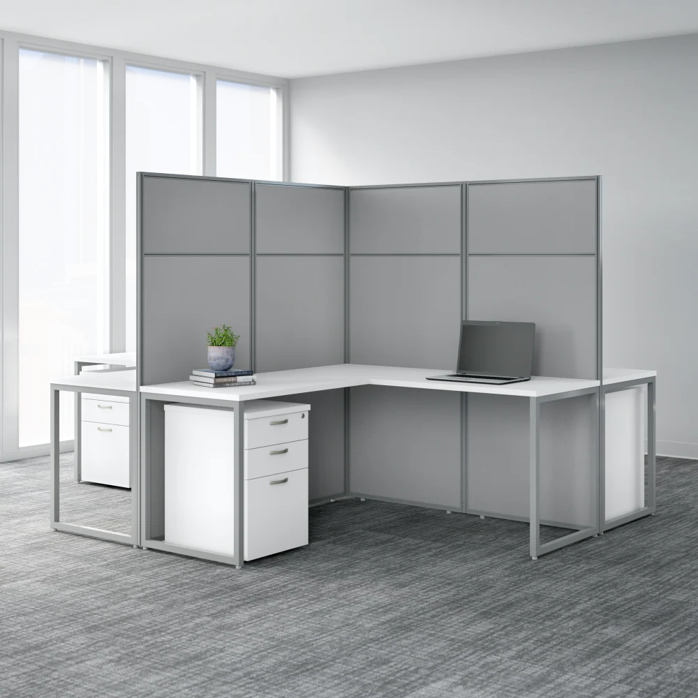 Easy Office 60-inch 2 Person L Shaped Cubicle Desk with Drawers and Tall Panels - Image 17