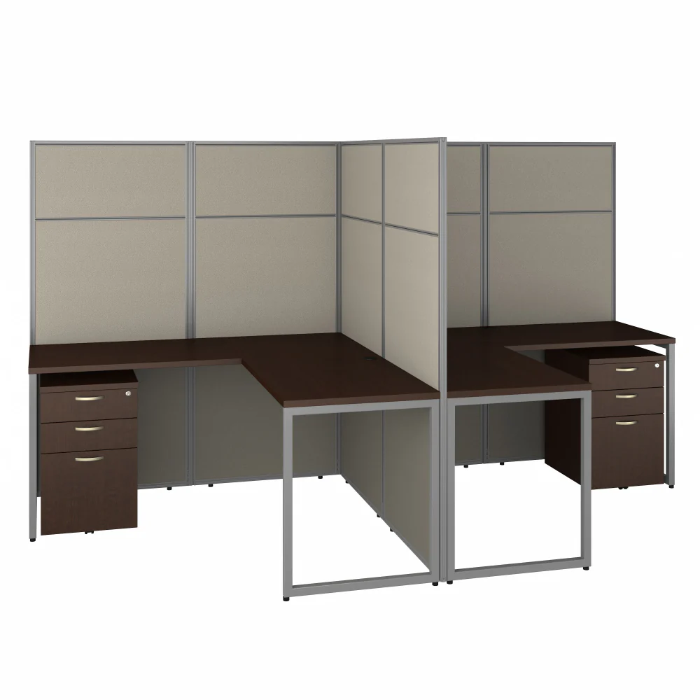 Easy Office 60-inch 2 Person L Shaped Cubicle Desk with Drawers and Tall Panels - Image 8