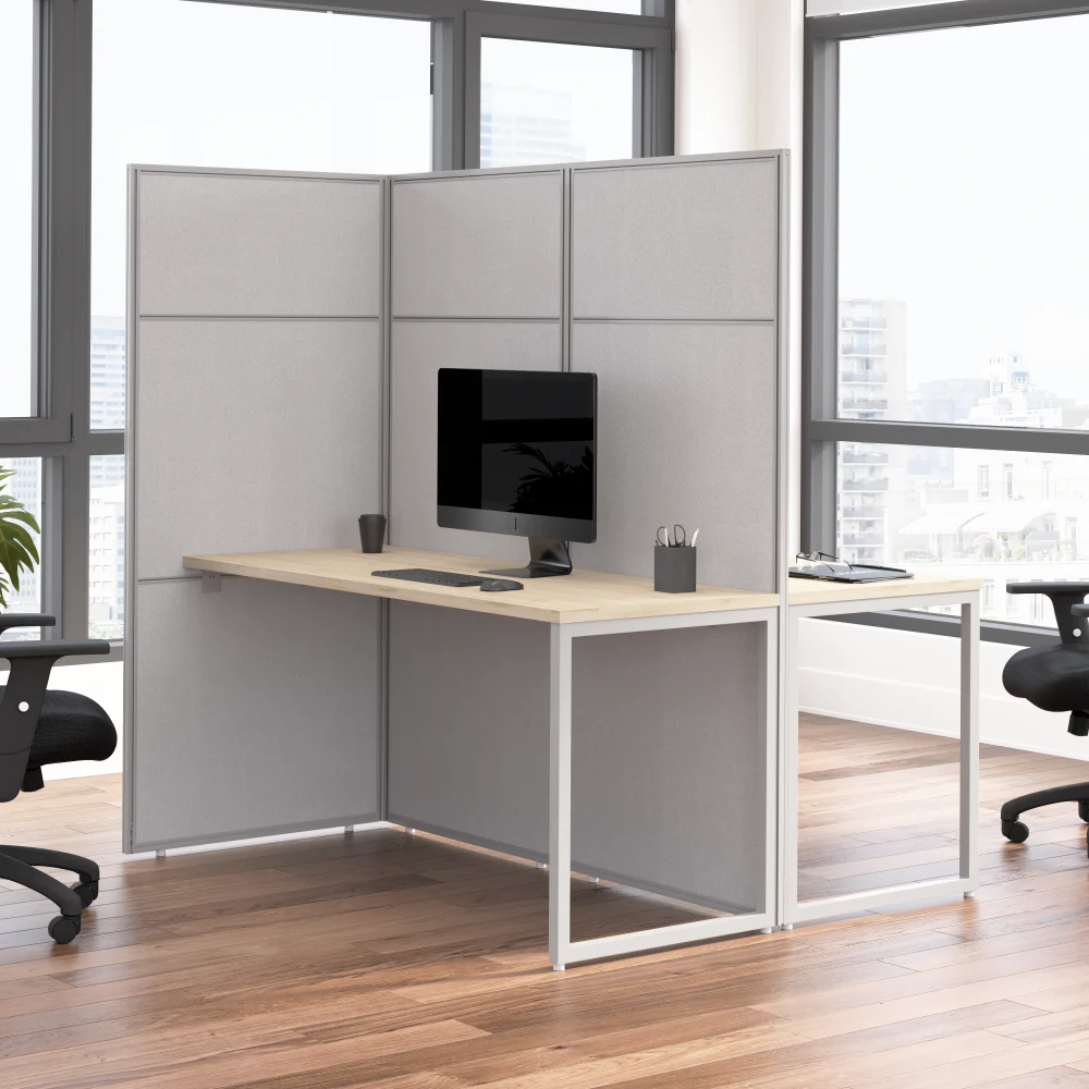 Easy Office 60W 2 Person Cubicle Desk Workstation with 66H Panels - Image 11