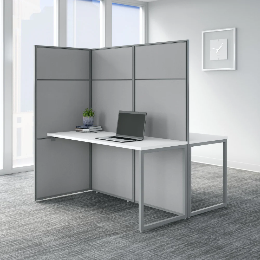 Easy Office 60W 2 Person Cubicle Desk Workstation with 66H Panels - Image 6