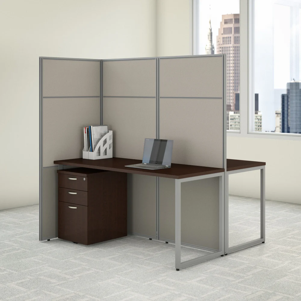 Easy Office 60W 2 Person Cubicle Desk with File Cabinets and 66H Panels - Image 16