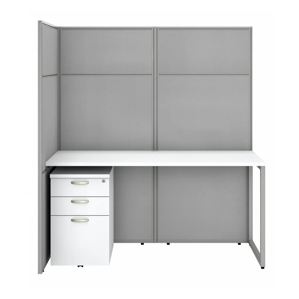 Easy Office 60W 2 Person Cubicle Desk with File Cabinets and 66H Panels - Image 3