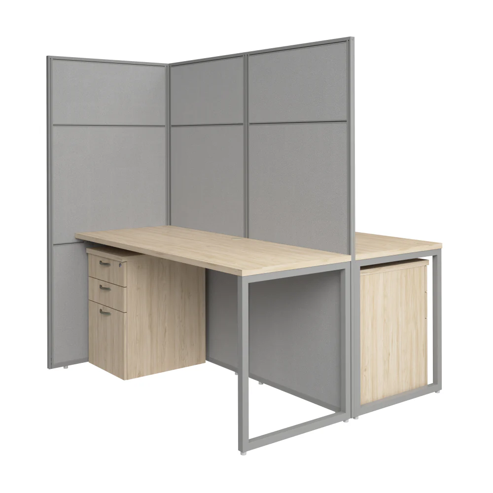 Easy Office 60W 2 Person Cubicle Desk with File Cabinets and 66H Panels - Image 8
