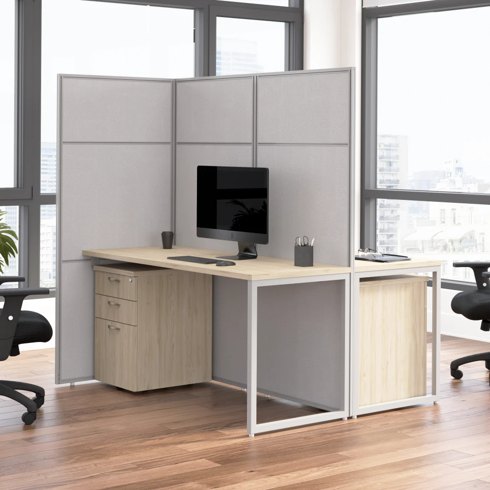 Easy Office 60W 2 Person Cubicle Desk with File Cabinets and 66H Panels - Image 9