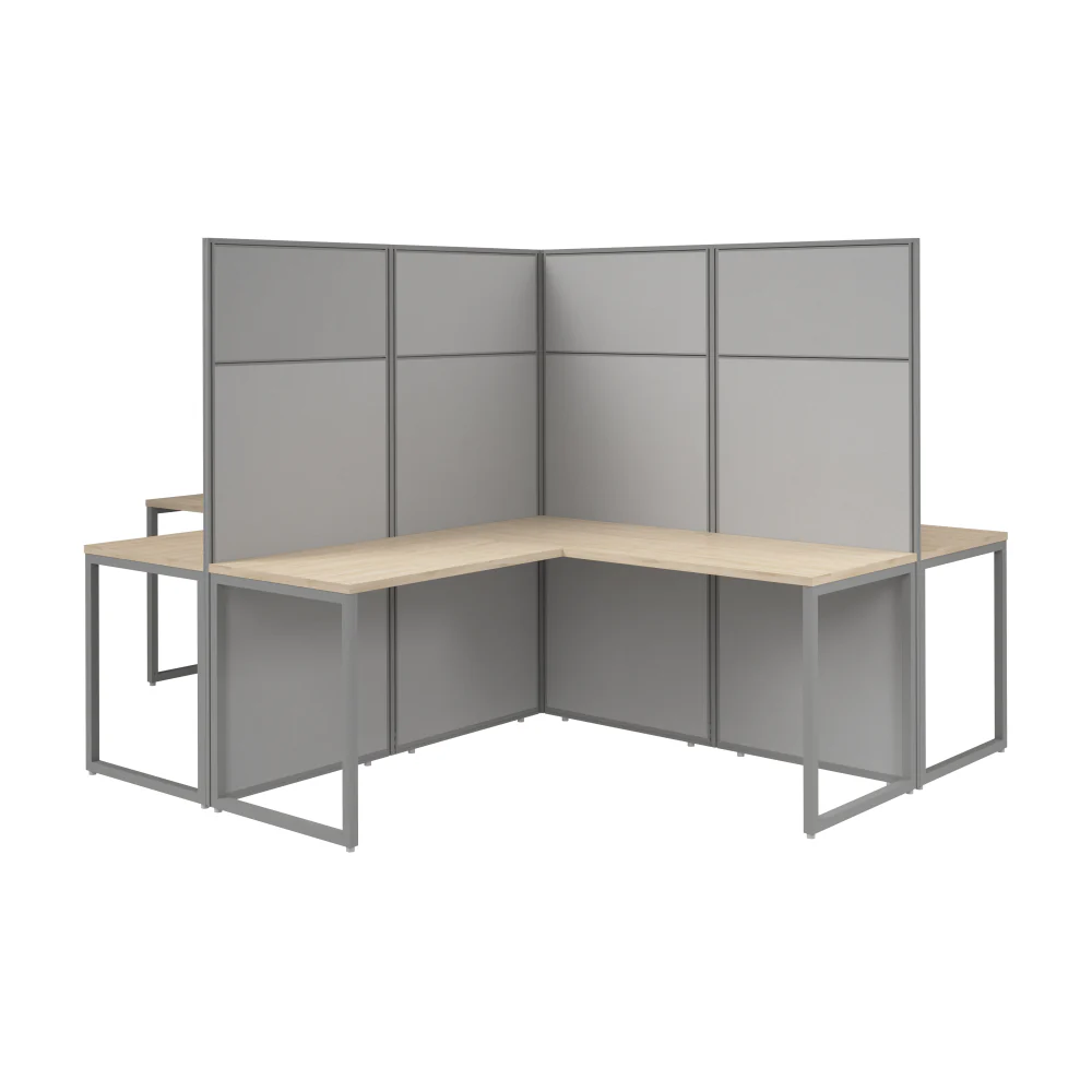 Easy Office 60W 4 Person L Shaped Cubicle Desk Workstation with 66H Panels - Image 10