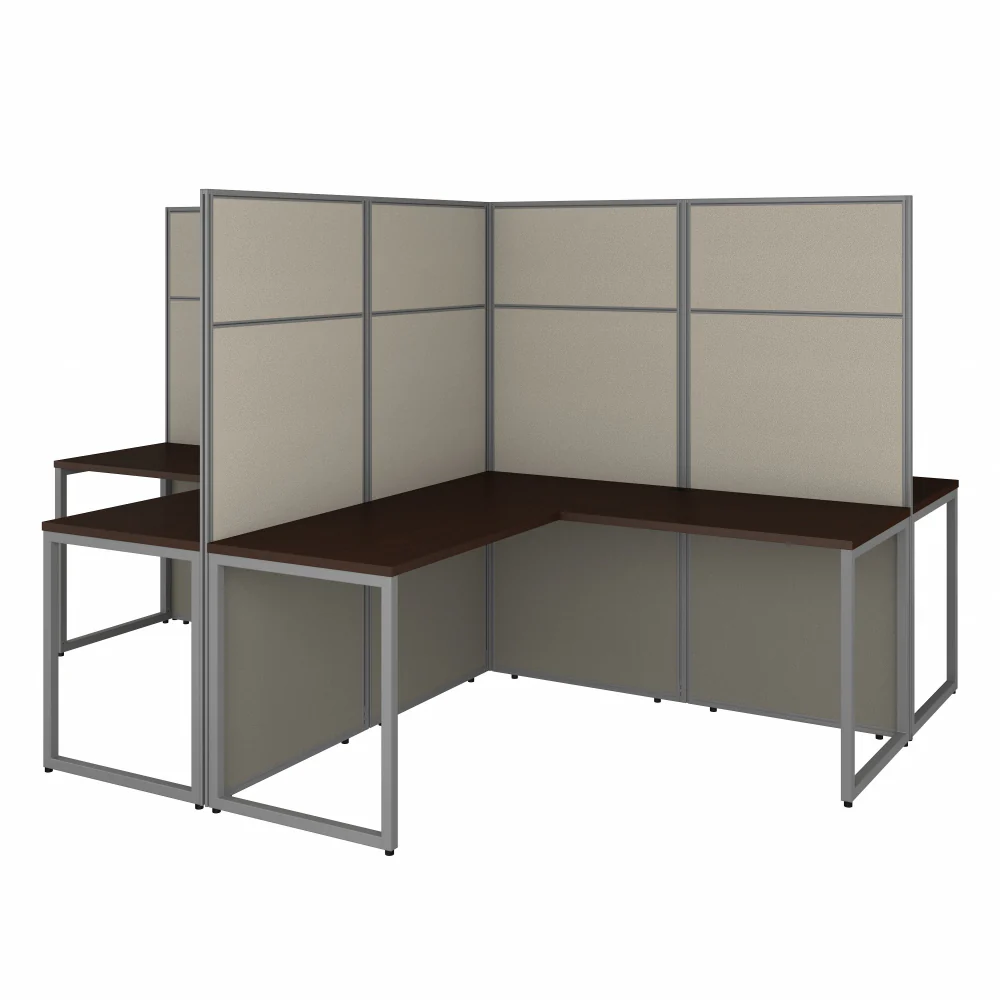 Easy Office 60W 4 Person L Shaped Cubicle Desk Workstation with 66H Panels - Image 6