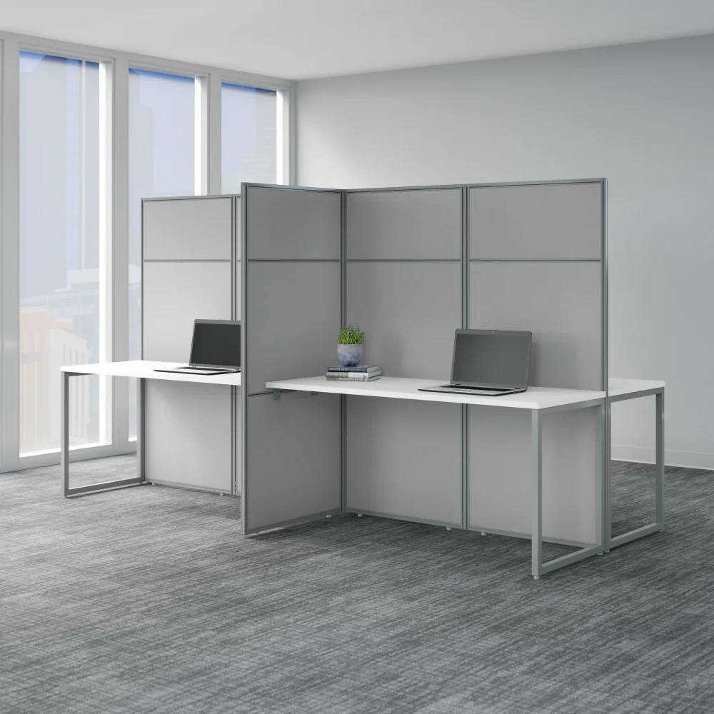 Easy Office 60-inch 4 Person Cubicle Desk with Tall Panels - Image 11