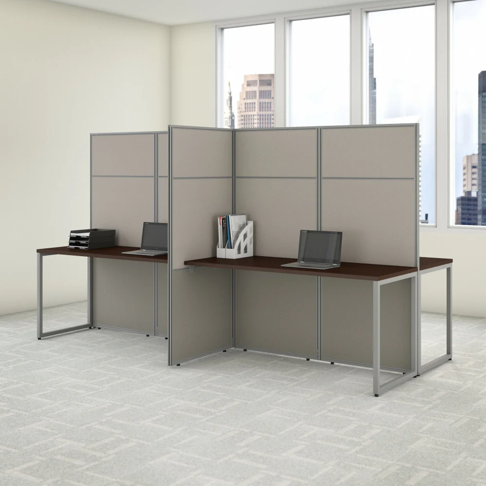 Easy Office 60-inch 4 Person Cubicle Desk with Tall Panels - Image 8