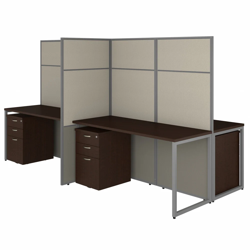 Easy Office 60W 4 Person Cubicle Desk with File Cabinets and 66H Panels - Image 14