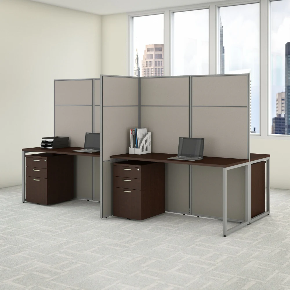 Easy Office 60W 4 Person Cubicle Desk with File Cabinets and 66H Panels - Image 15