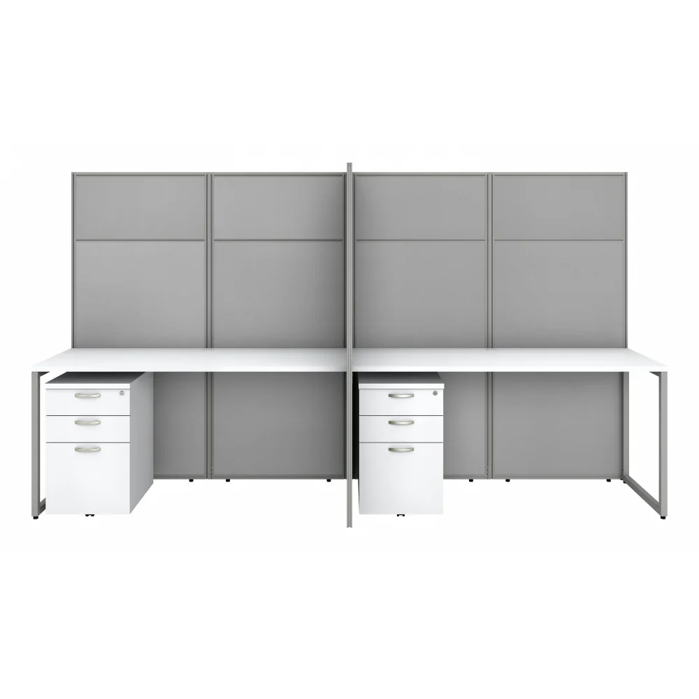 Easy Office 60W 4 Person Cubicle Desk with File Cabinets and 66H Panels - Image 3