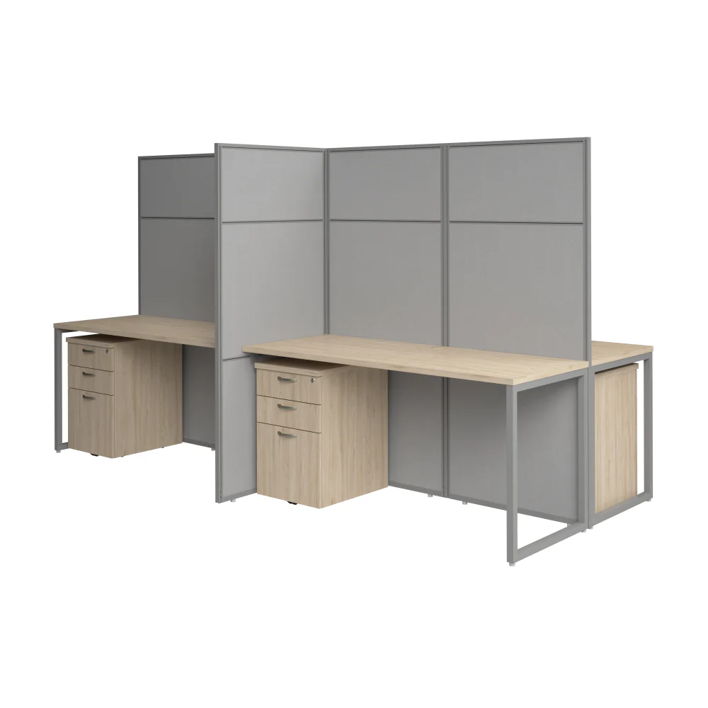 Easy Office 60W 4 Person Cubicle Desk with File Cabinets and 66H Panels - Image 7