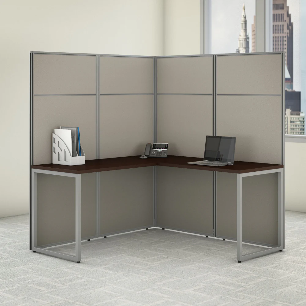 Easy Office 60W L Shaped Cubicle Desk Workstation with 66H Panels - Image 13