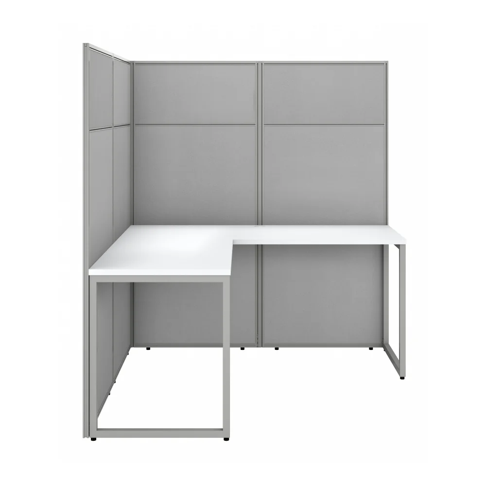 Easy Office 60W L Shaped Cubicle Desk Workstation with 66H Panels - Image 3