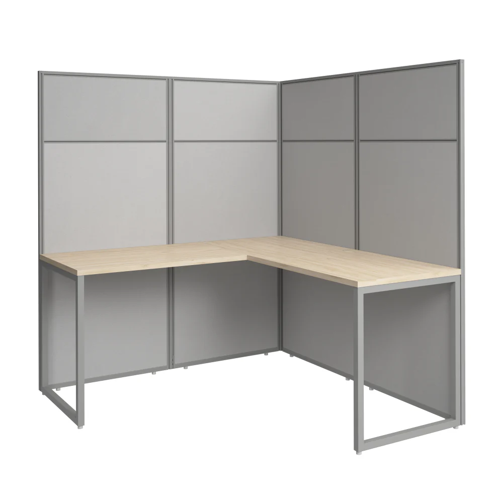 Easy Office 60W L Shaped Cubicle Desk Workstation with 66H Panels - Image 6